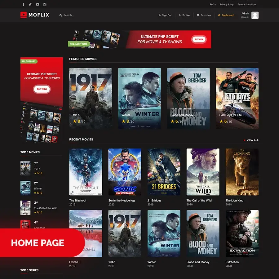 MoFlix - Ultimate PHP Script For Movie & TV Shows
