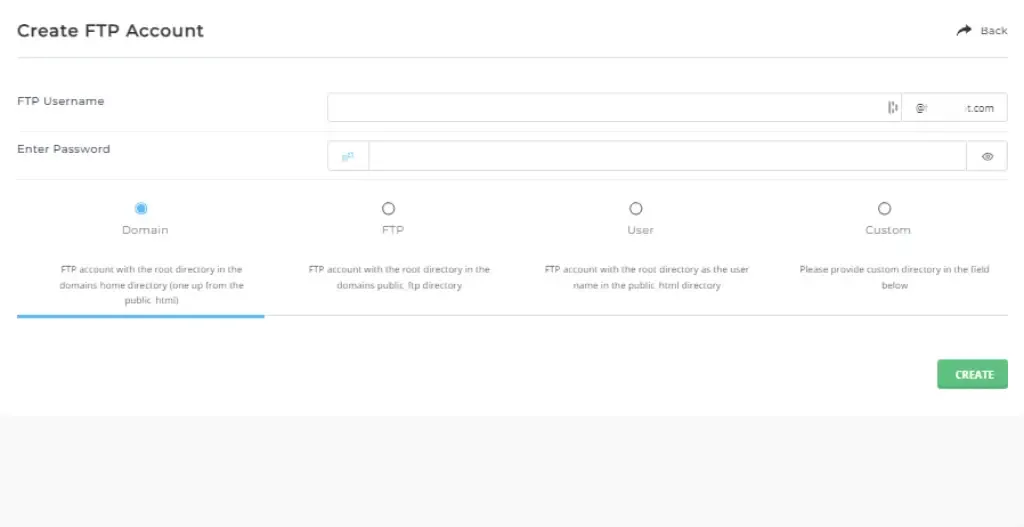 Clicking on FTP Accounts